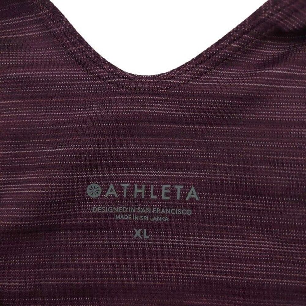 Athleta Space Dye Crop Top Womens XL Purple Marled Racerback Gym Performance - Picture 9 of 12